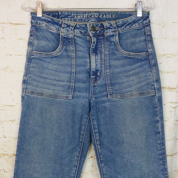 American Eagle AE Next Level Super High-Waisted Flare Jean Women 6 Short Utility - Picture 4 of 16
